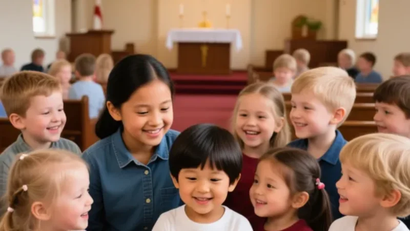 孩子们在教会长大， 听圣经故事、参加青年教会